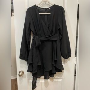 Black long sleeve midi dress